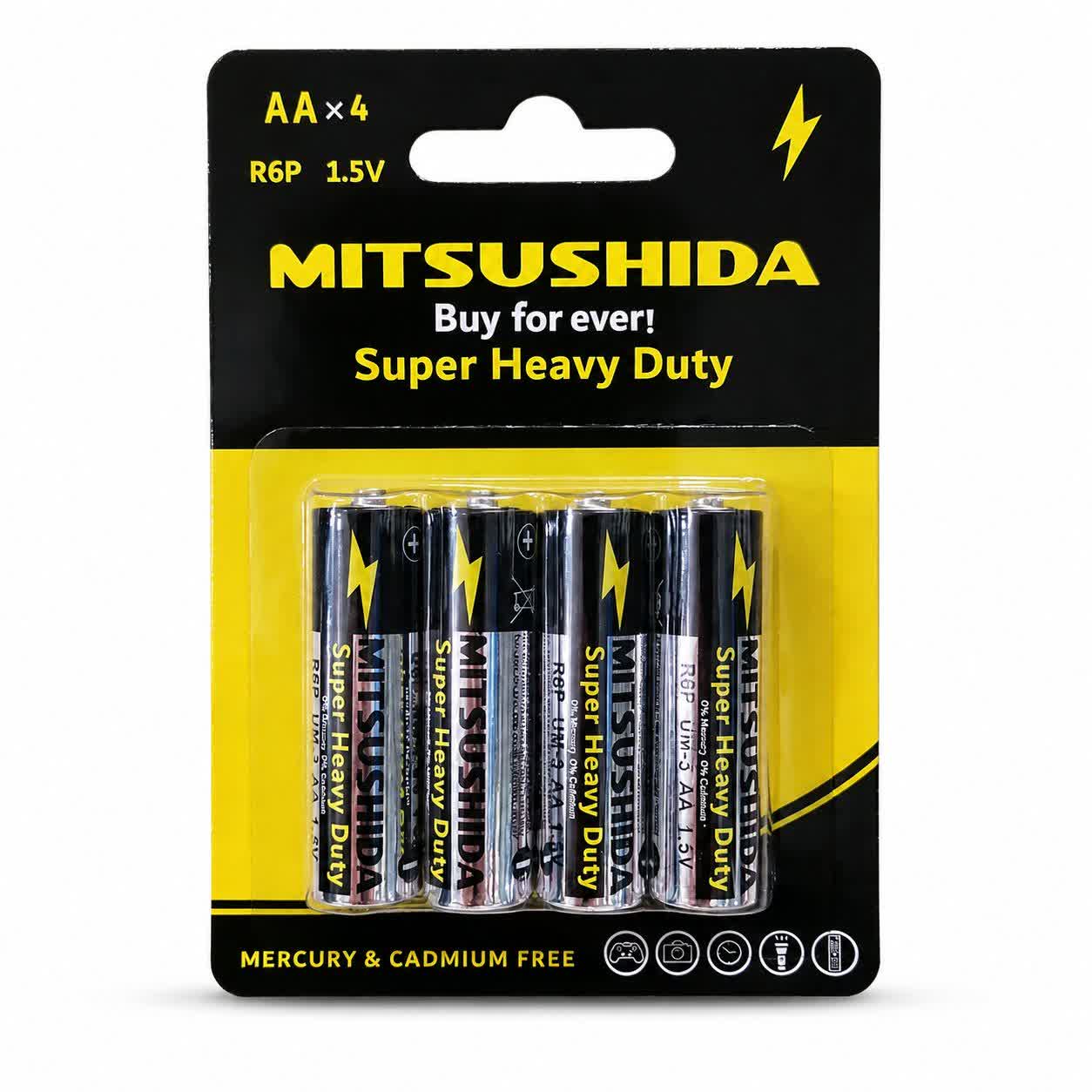 باتری قلمی سوپر1 باتری قلمی MITSUSHIDA مدل Super Heavy Duty R6P - Image 1