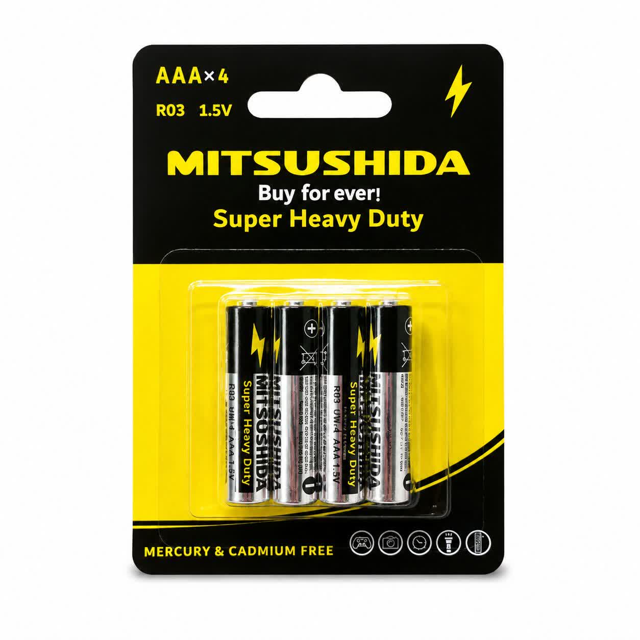 باتری نیم قلمی سوپر1 باتری نیمقلمی MITSUSHIDA مدل Super Heavy Duty R03 - Image 1