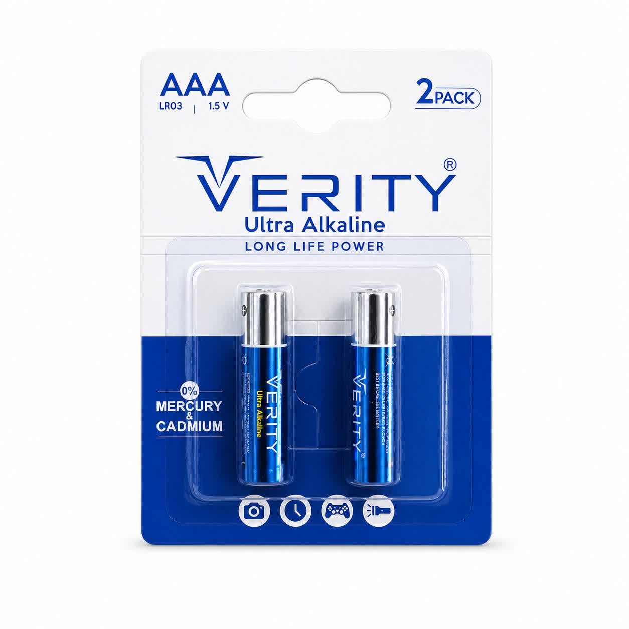 نیم قلمی آلکالین وریتی1 باتری نیمقلمی VERITY مدل Ultra Alkaline LR03 - Image 1